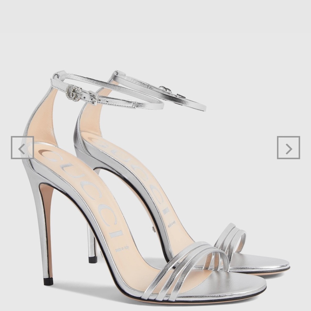 WOMEN'S HEELED METALLIC CRYSTAL GG SANDAL